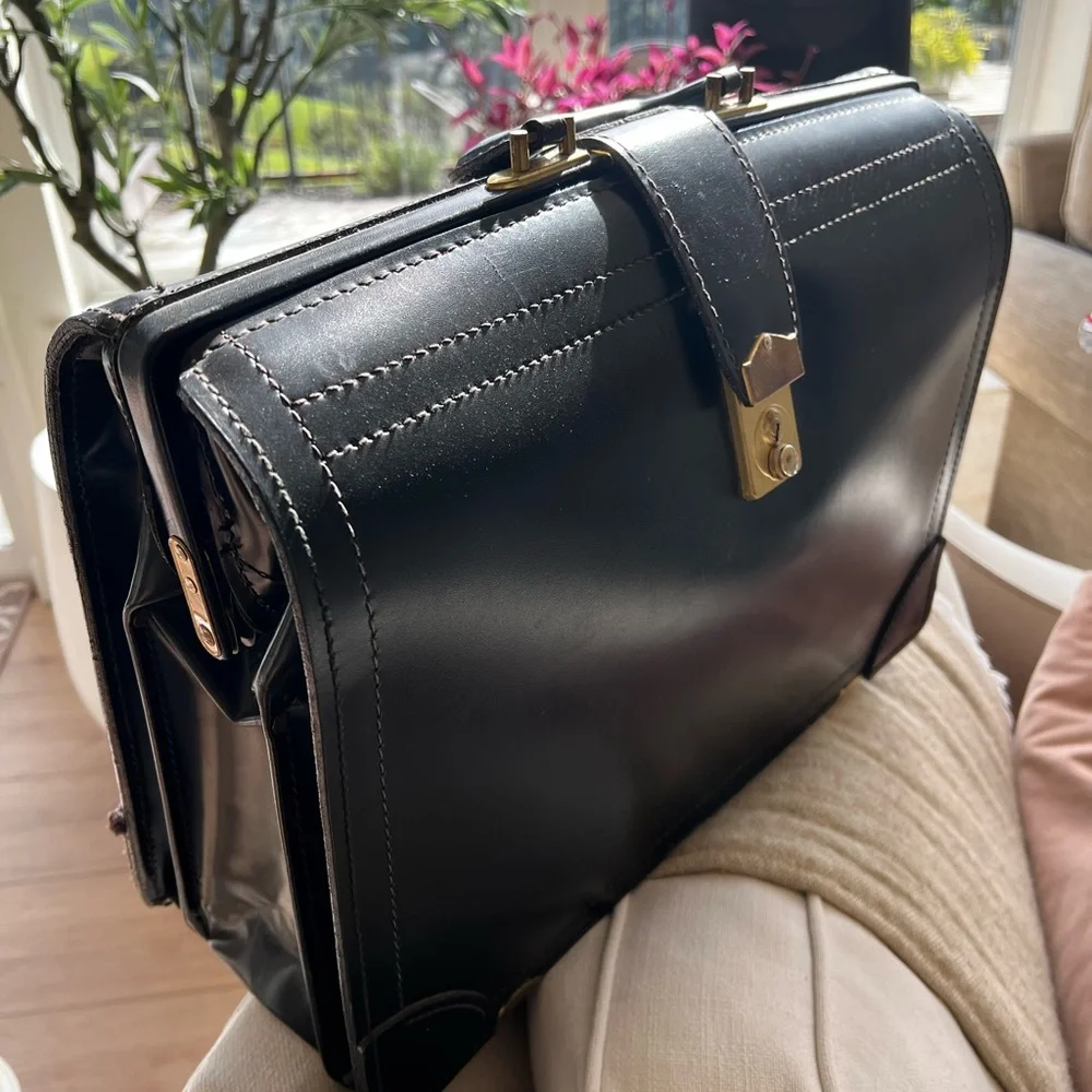 Elegant Black Leather Briefcase